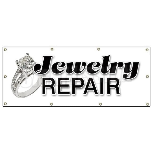 Signmission JEWELRY REPAIR BANNER SIGN watch gold diamonds battery appraisals B-96 Jewelry Repair - main